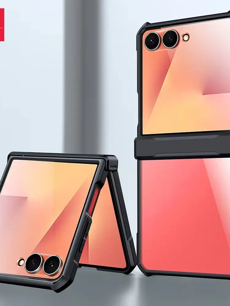 Xundd Etui do Samsung Galaxy Z Flip 7 Flip7 SE Flip 6 5 4 z poduszką powietrzną, odporne na wstrząsy, akrylowe+TPU+szklane plecki, do 플립7 케이 — zdjęcie produktu 7