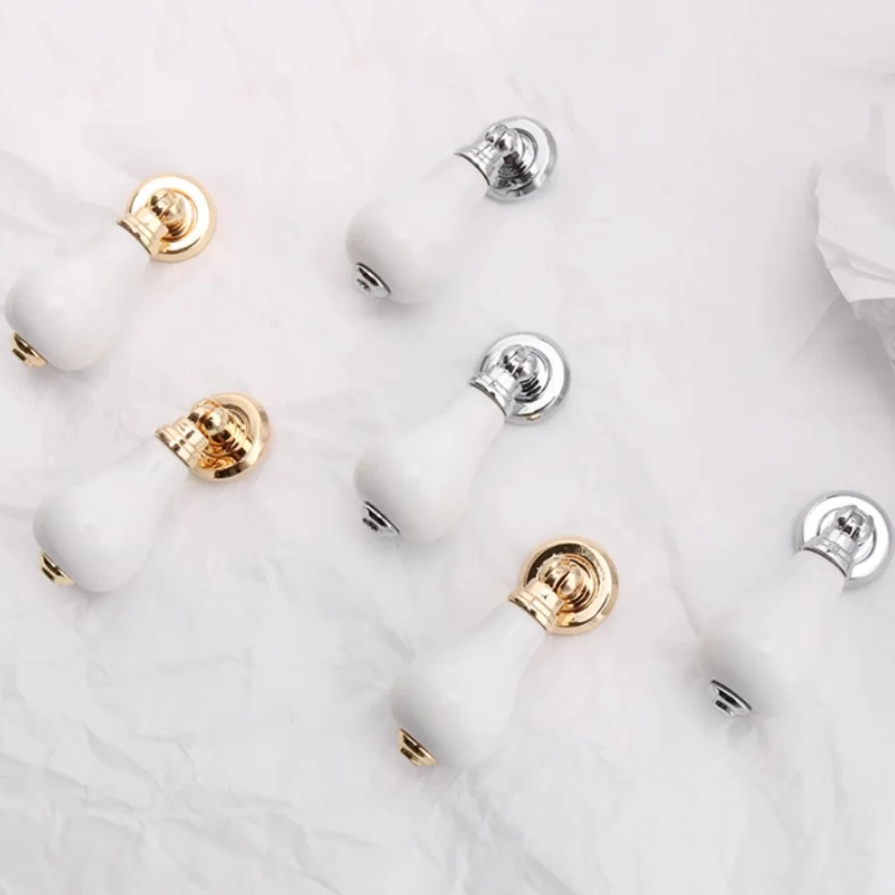Modern Simple Fashion White Ceramic Pendant Drawer Shoe Cabinet Knob Pull Gold Silver Wardrobe Cupboard Dresser Bookcase Handle