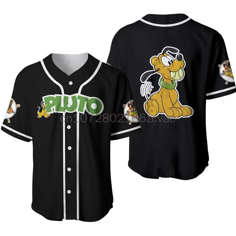 Camiseta de béisbol de Pluto para hombre, mujer y niño, camisa informal de moda Disney con nombre personalizado gratis, 2024