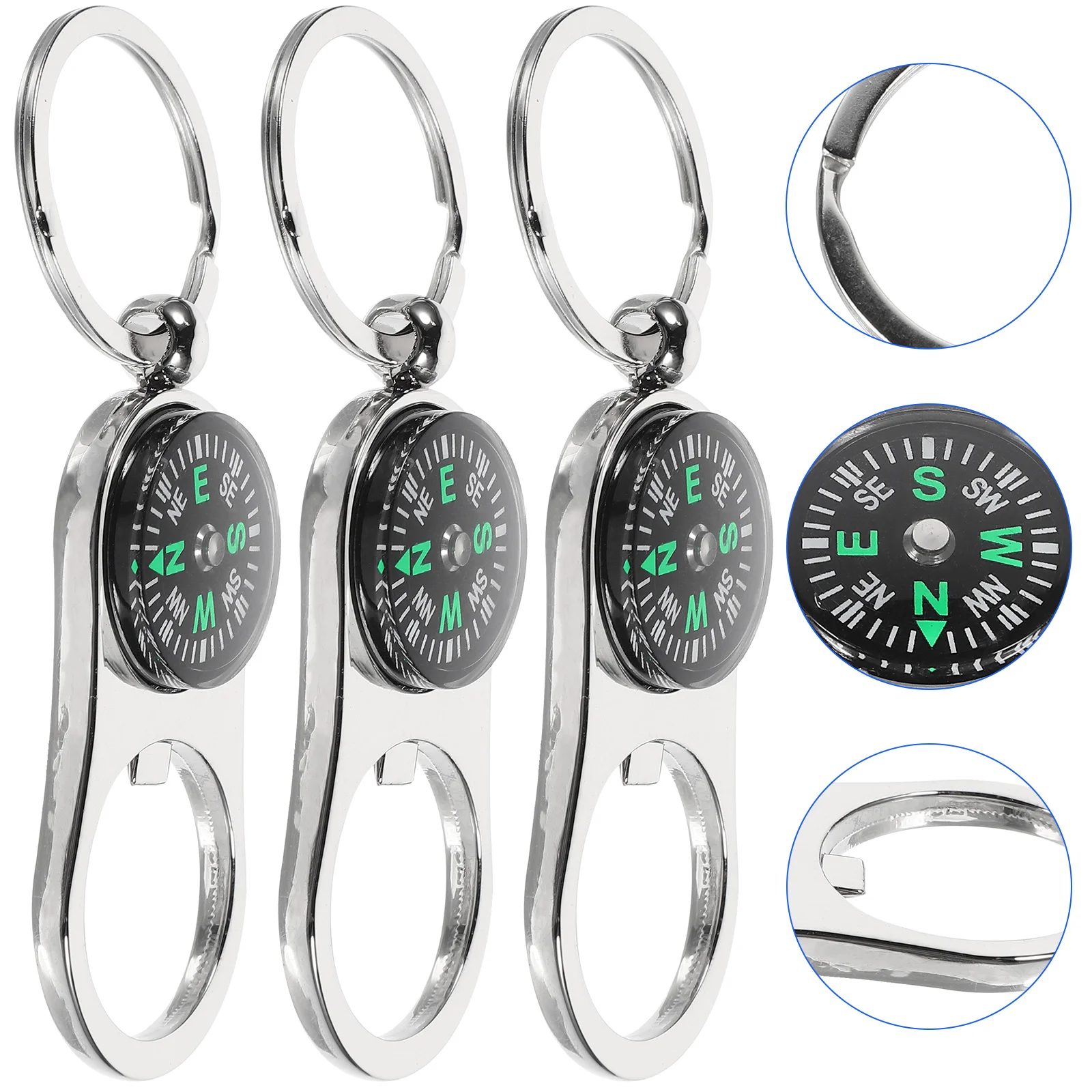 3 Pcs Compass Keychain Suitcase Pendant Camping Delicate Zinc Alloy Keyring Bag Decoration Fashion Novelty