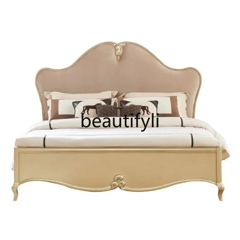 M178 أريكة أوروبية من الخشب الصلب مفردة ومزدوجة لثلاثة أشخاص، غرفة معيشة فيلا فاخرة خفيفة فرنسية منحوتة كبيرة #4