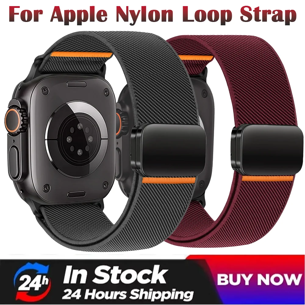 Nylon-Schlaufenarmband für Apple Watch 11 10 46mm 42mm Band Ultra 3 2 1 49mm Magnetisches Armband iWatch 9 8 7 6 5 4 SE 45mm 41mm 44/40mm