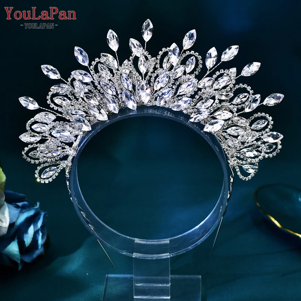 YouLaPan Big Rhinestone Tiara Crown Bridal Wedding Headband Handmade Crystal Head Pieces Woman Banquet Hair Accessories HP616