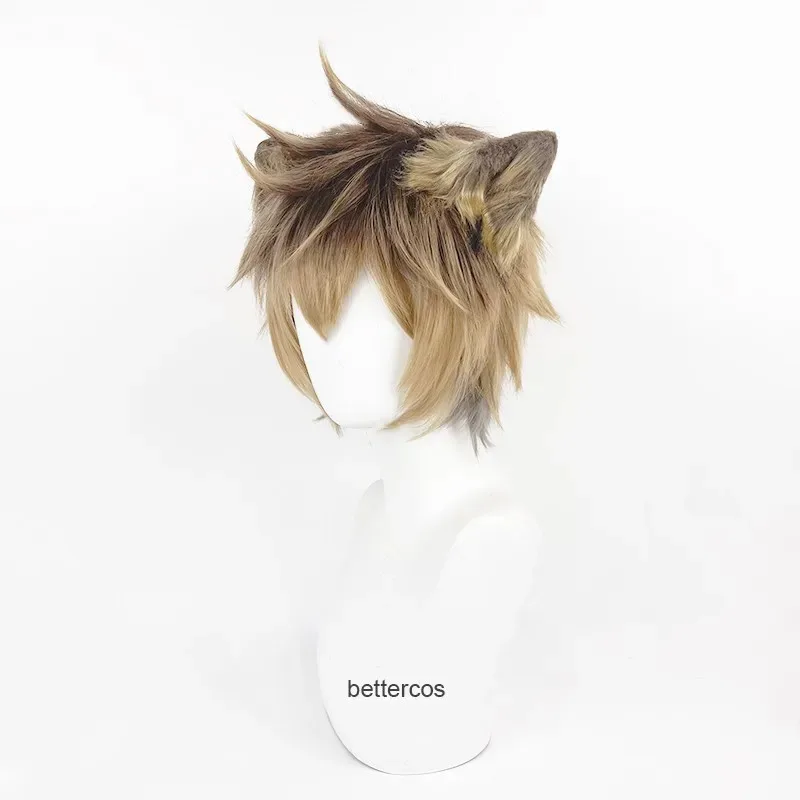 루기 부치 코스프레 애니메이션 트위스트 원더랜드 짧은 갈색 가발 내열성 합성 가발+귀;3.k'6;d.a;