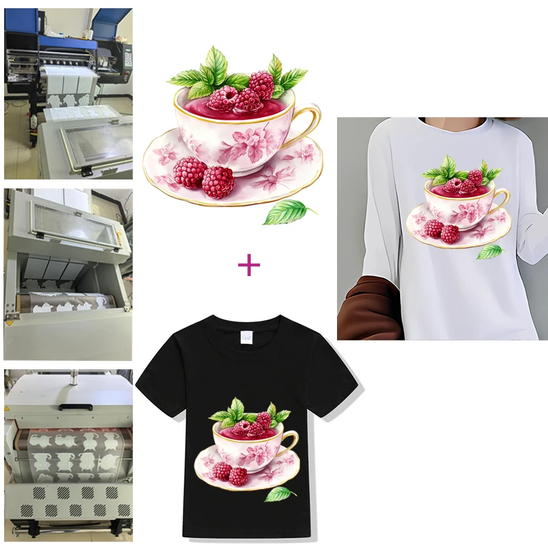 Watercolor gourmet Raspberry Cake Princess Iron On Patch Heat Transfer On Clothes DTF Iron on transfer Heat Transfer On Clothes