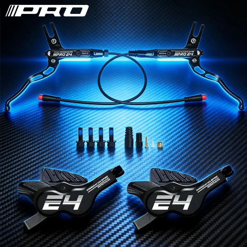 

IIIPRO Folding Electric Bike Hydraulic Brake Set 4-Piston E-Bike Oil Disc Brake Electric Scooter Cut-Off Brakes 884/1850mm Hose
