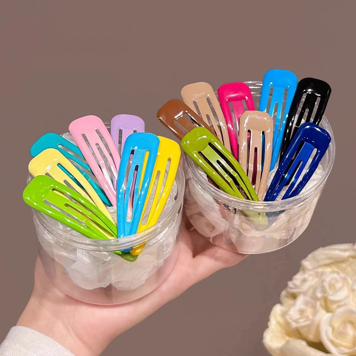 2026 New 5pc/pack Pastel Drip Resin Large Water Drop Hair BB Clips Cute Enamel Snap Barrettes Cream Color Side HairClip for Girl view 2