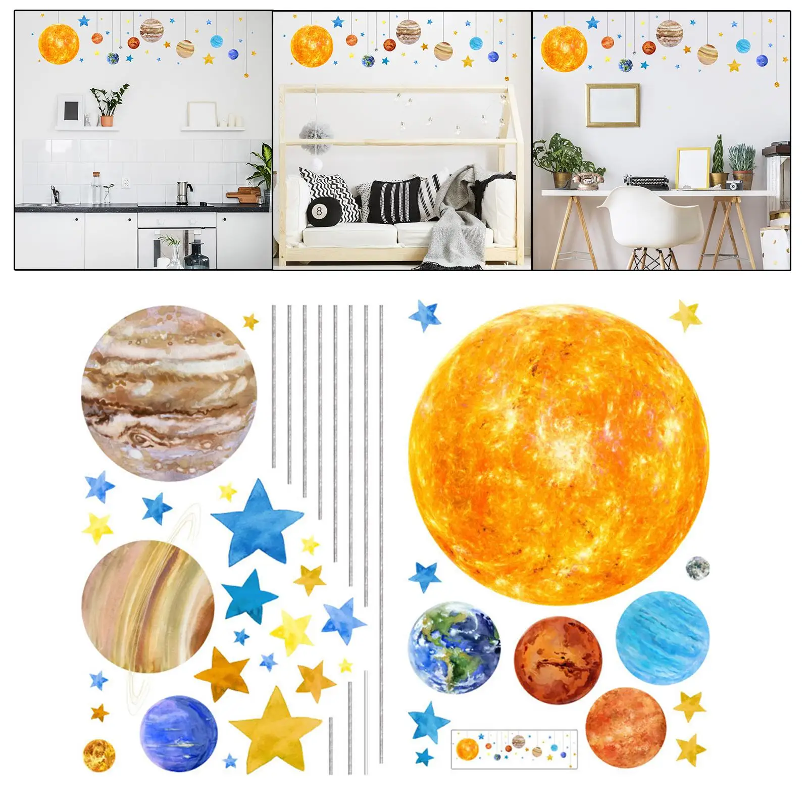 Solar Stickers Space Planet Decals Sticker Wallpaper Decor Removable for