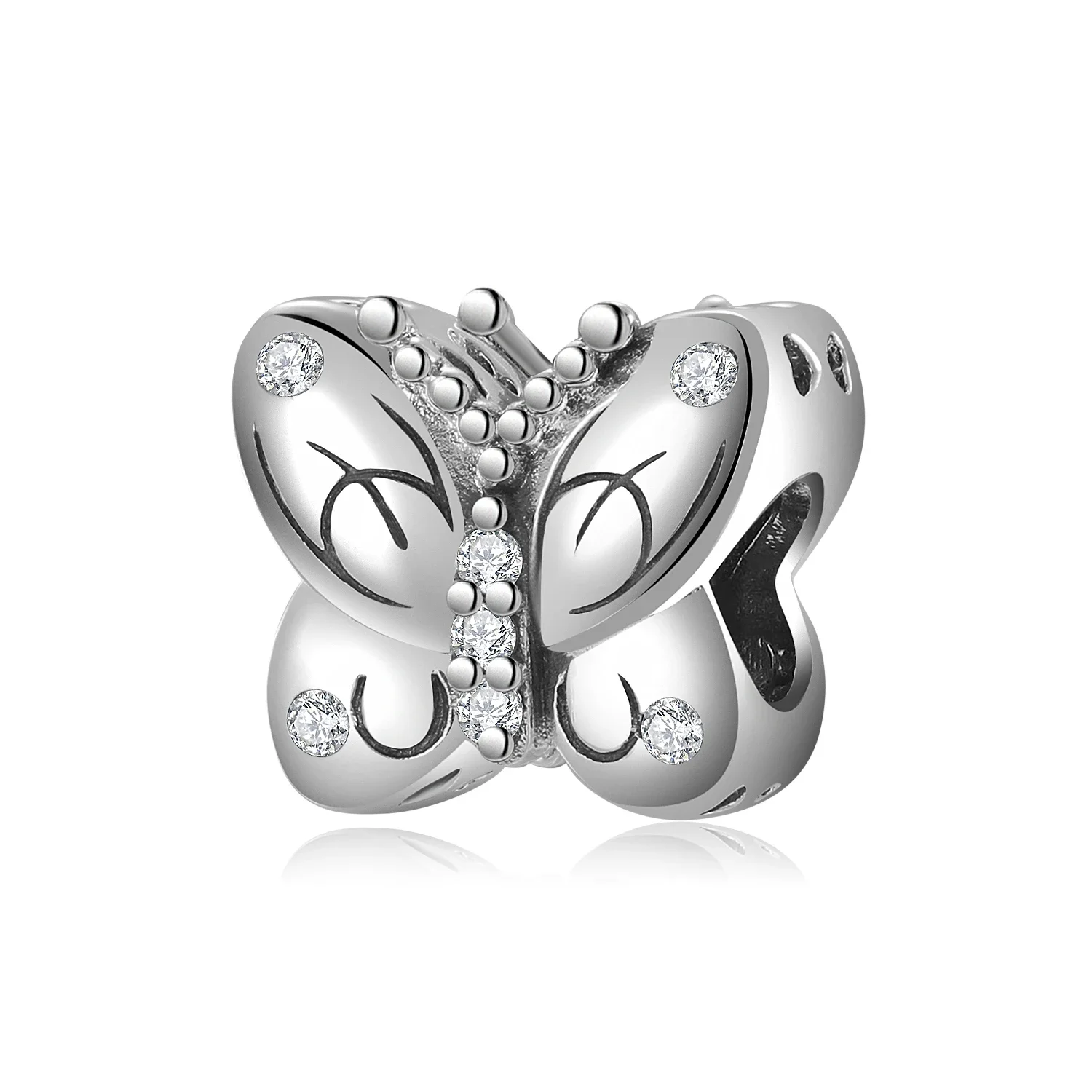 

KATAOKA 925 Sterling Silver Beautiful Insect Butterfly White Zircon Charm Bead Fit Original Bracelet Diy Jewelry Accessories Bea