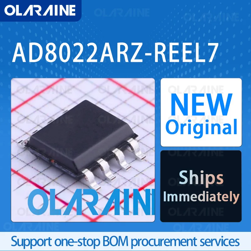 

1/5/10Pcs AD8022ARZ-REEL7 SOIC-8 original ic chip High-speed operational amplifiers RoHS 2 Channel Ib - 7.5 uA Vos -1.5 mV