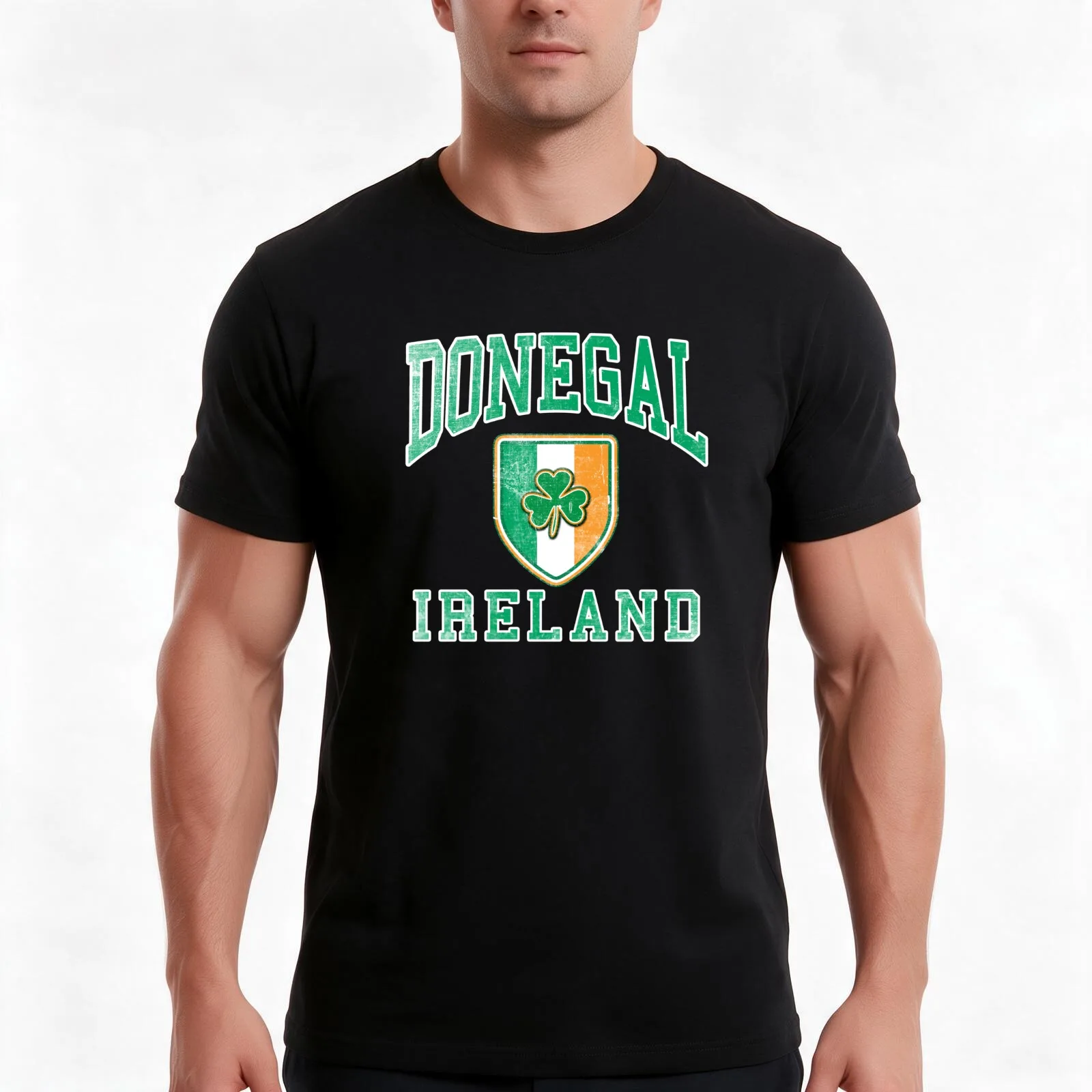 Donegal, Ireland with Shamrock T-Shirt, Summer Casual Cotton Tee, Oversized Streetwear Tops, Vintage Graphic Print, 100% Cotton