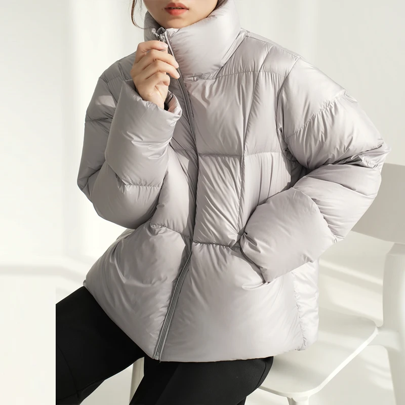 High quality 90% white goose down jacket warm for winter Women 2023 New Zipper Puffer coat Short Oversized Lady clothing 2O388