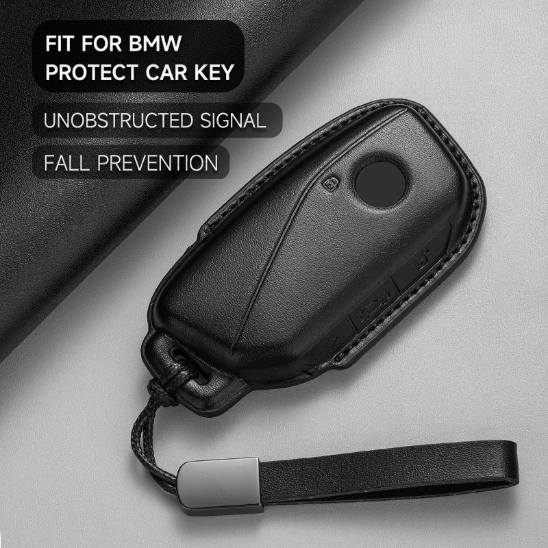 Leather Car Key Cover Case Protection Shell Keychain For BMW i7 X7 G07 LCI iX I20 X1 U11 7 Series G70 G09 XM U06 G81 M3 2023