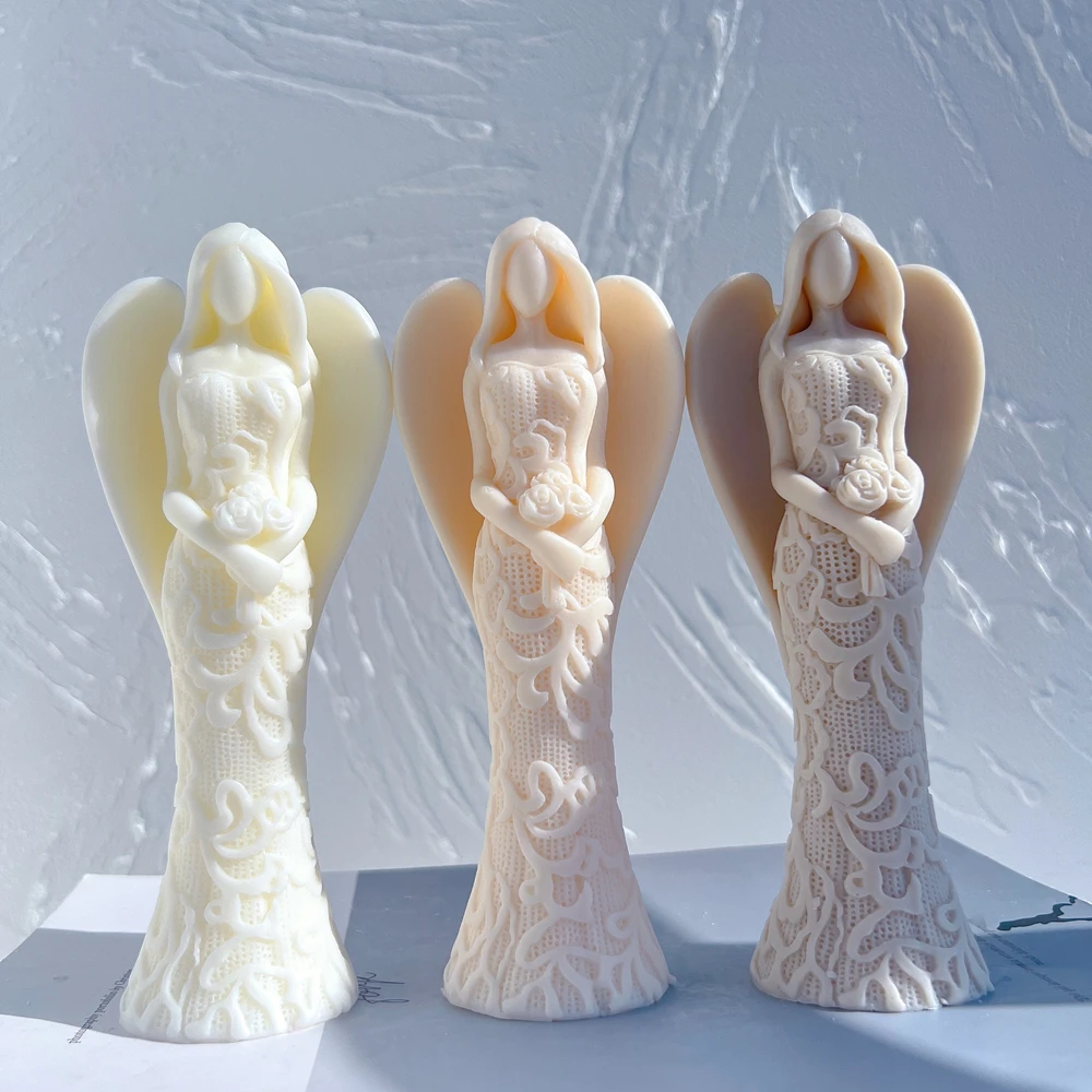 Lady Angel Sculpture Soy Wax Candle Mould Mother Statue Silicone Mold Greek Women Figurine Home Decor