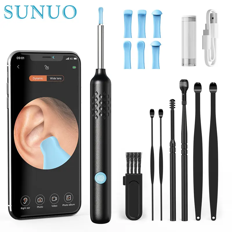 Ear Wax Removal with Camera 8MP Earwax Remover Tool Wireless Ear Otoscope with 6 LED Lights 6 Ear Spoon & 7 Traditional Ear Tool