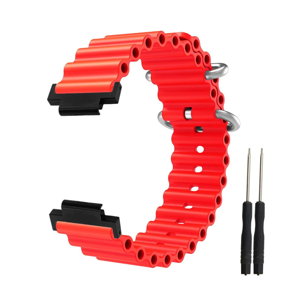 

Ocean Wave Style Silicone Watch Strap For Garmin Watch 235 Metal Buckle Quick Release Skin-friendly Sport Smartwatch Band Unisex