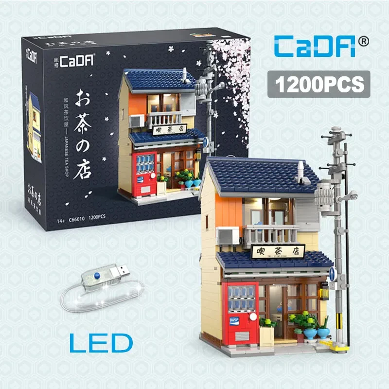 Cada LED Stad Japanse Street View Bricks Winkel LED Japans Gestoomd Broodje Huis Architectuur Bouwstenen Zomer Cafe Speelgoed - afbeelding 1