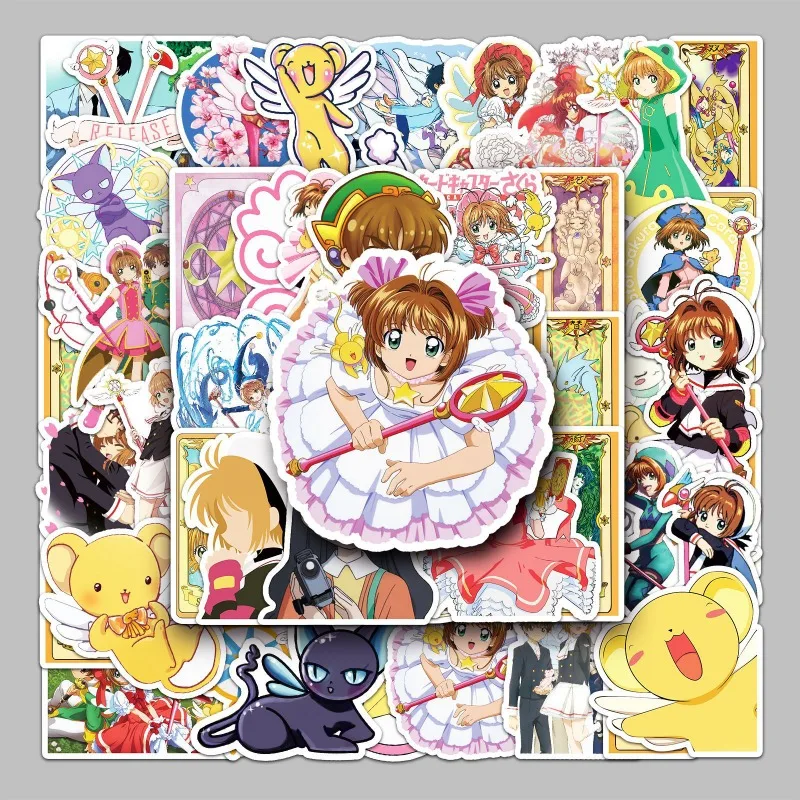 50 Stück Anime Cardcaptor Sakura 2D Cartoon Graffiti Dekor-Aufkleber für Gepäck, Auto & Kühlschrank