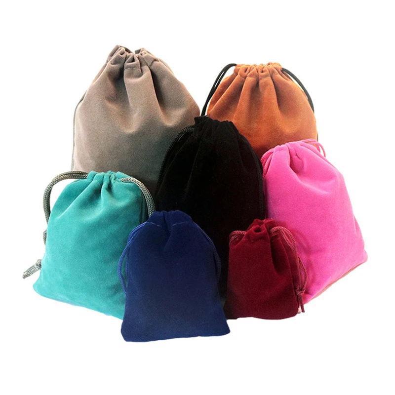 10pcs 7x9cm Small Velvet Gift Drawstring Bags Coloful Necklace Bracelet Pouches Bags For Diy Jewelry Packaging Making Findings