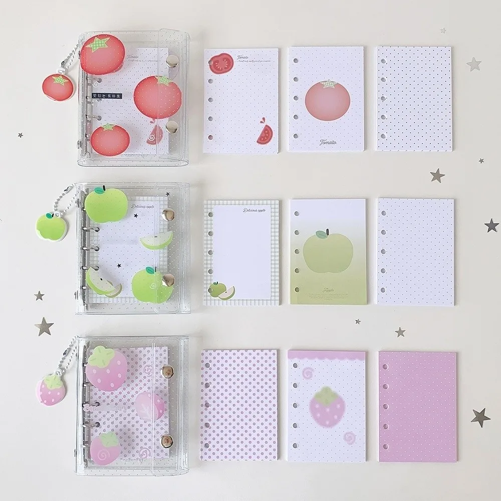 Fruits Korean Style Pocket Planner Spiral Bound PVC Transparent A7 Notebook Strawberries Tomatoes Multi-Purpose Mini Notepad