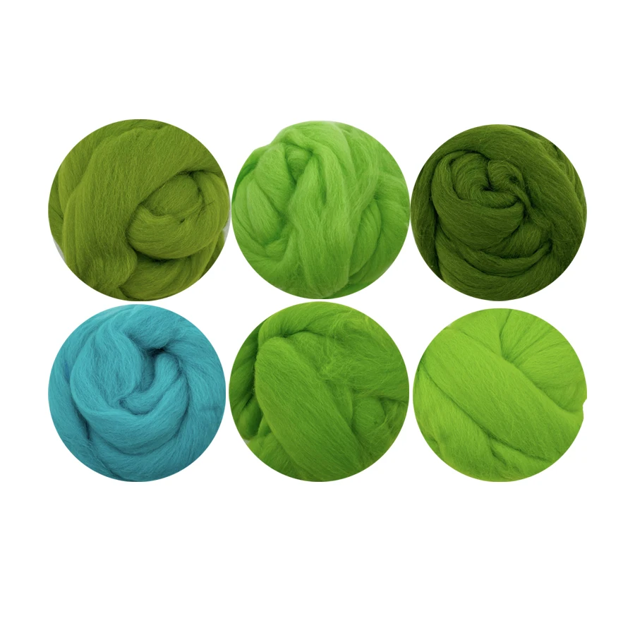 10g/50g/100g/ New Green Color Wool Felt Fibre Flower Tree Grass Wool Felting Handmade Spinning DIY Craft Materials Christmas