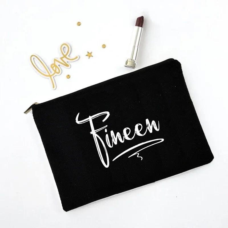 Personalized Makeup Bag Canvas Monogram Cosmetic Zipper Pouch Bridesmaid Maid of Honor Holiday Wedding Bachelorette Party Gifts