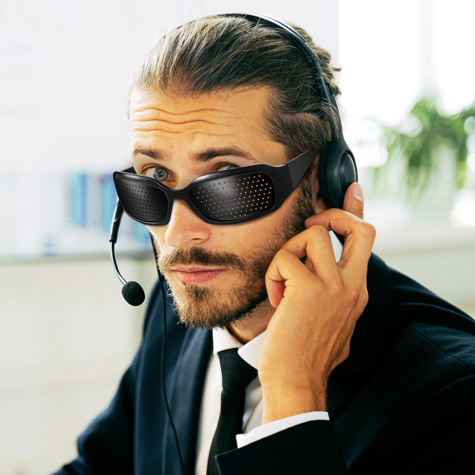 Óculos pinhole de proteção de armação completa, óculos duráveis para treinamento ocular, óculos de melhoria portátil, 2 peças