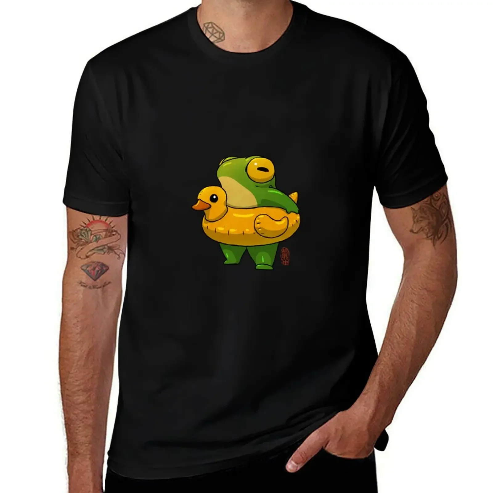 cute summer time ducky frog swimming pool floatie artwork asian style T-Shirt tshirts personalised Funny t-shirt mens fashion