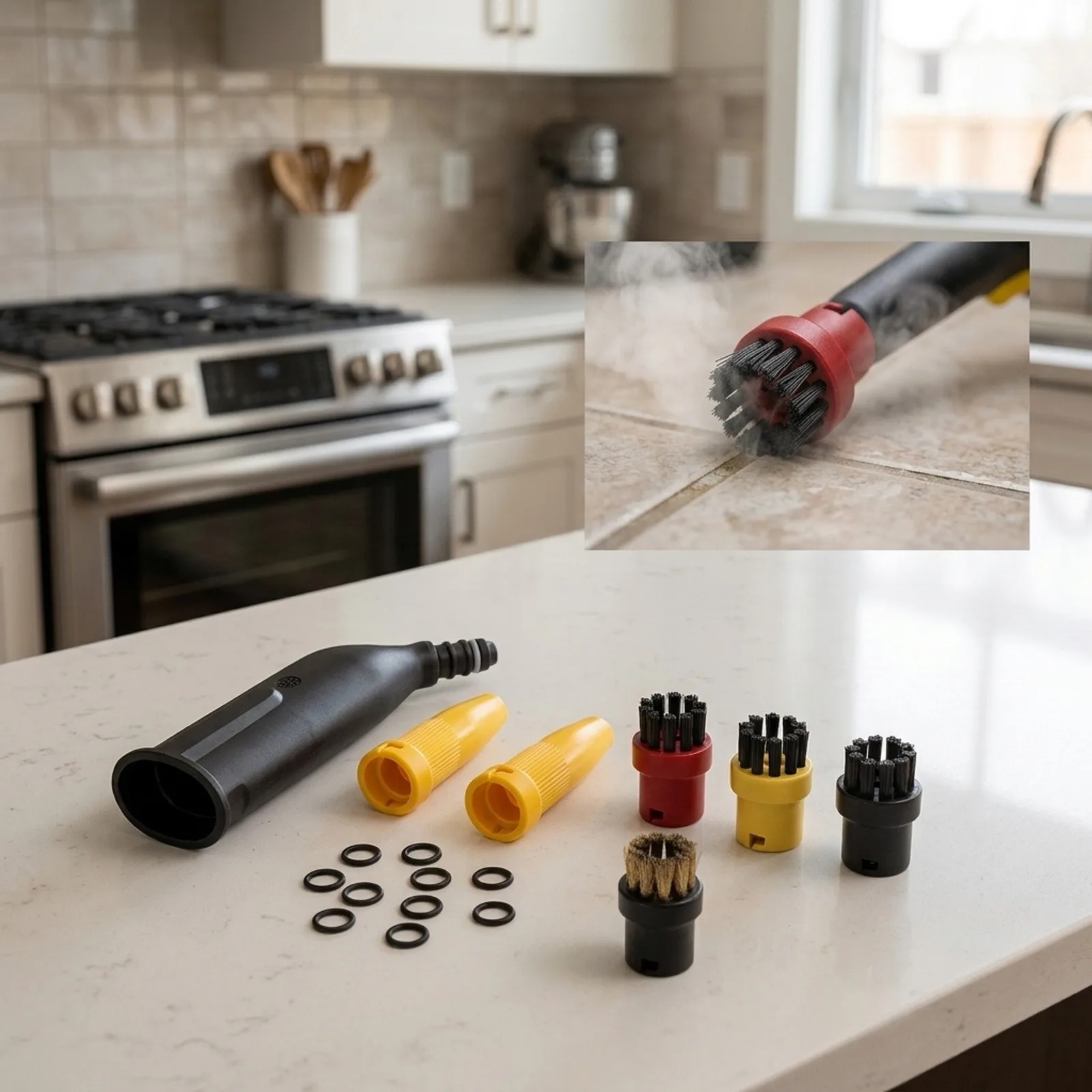Deep Cleaning with Sealing Ring Round Brush for Karcher SC1 for sc2 for sc4 SC5 Steam Cleaner for restore Surfaces to their