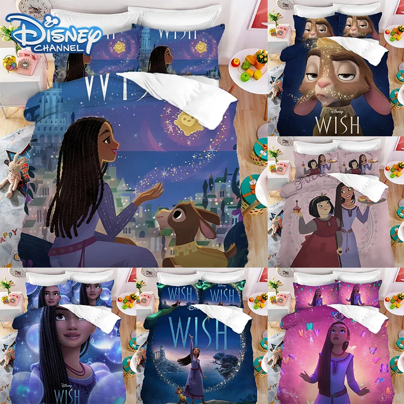 

Disney Wish Asha Duvet Cover with Pillowcase Anime Cartoon Asha Princess Bed Spead Christmas Bedding Set Bedroom Decor Kids Gift