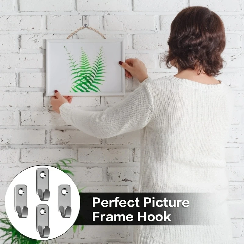 5-piece stainless steel wall-mounted hooks, J-shaped photo frame mirror hooks