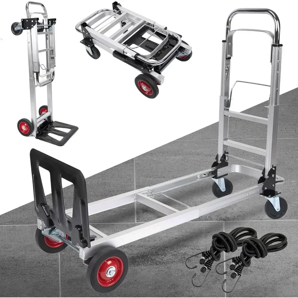 330LB Folding Hand Truck Dolly Cart with Telescoping Handle Heavy Duty Aluminum Hand Truck 2 in 1 Convertible Hand Truck