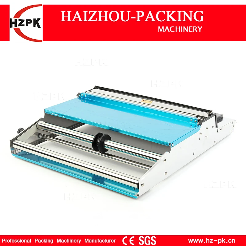 HZPK Food Saver Simple Hand Wrapper Manual Wrapping Machine Use Fresh Plastic Film Wrapper Packing Machine Small Packer HW-450