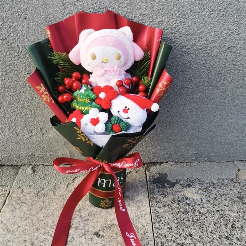 MINISO Świąteczny Bukiet Hello Kitty Kuromi Cinnamoroll My Melody Pluszowa Lalka Zabawka Walentynki Urodziny Prezent Świąteczny