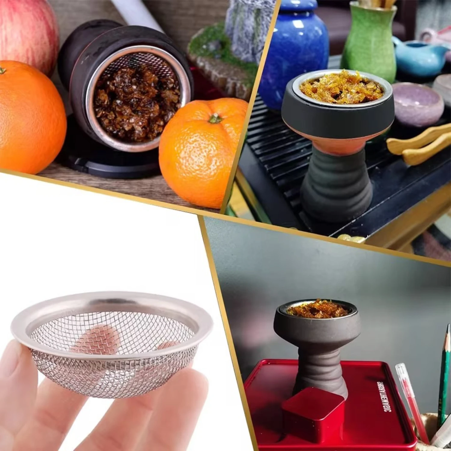 1PC/3PCS, Stainless Steel Hookah Filter Screen Shisha Bowl Chicha Narguile Nargile Tobacco Sheesha Smoking Cigarette Accessories