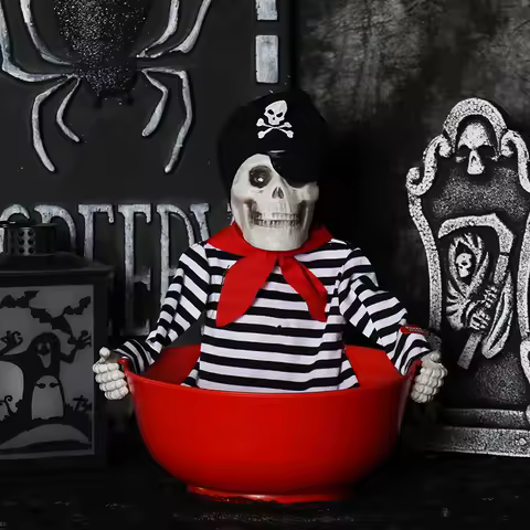 Halloween scene decoration: Pumpkin bucket, funny candy plate, props, ornaments, event atmosphere decorations, bar decor