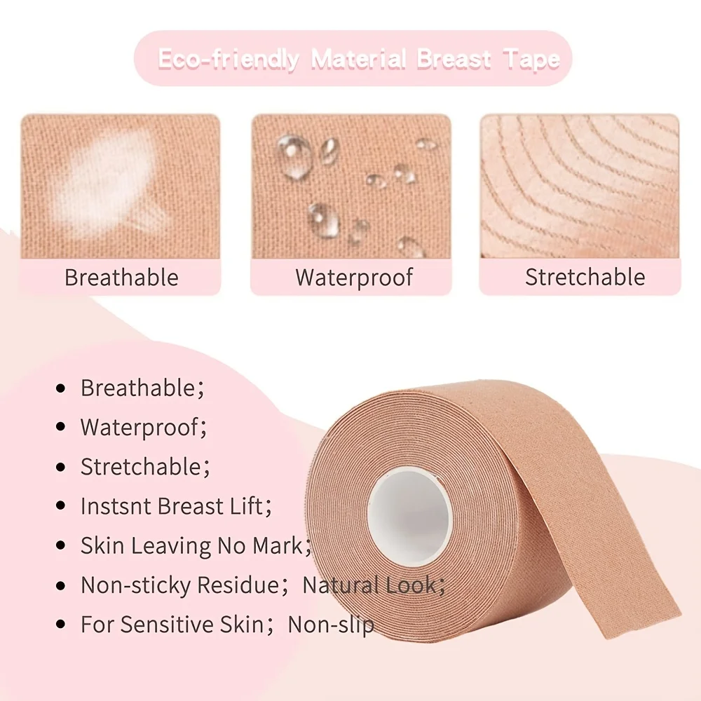 Elastic Breast Lifting Tape, Skin Tone Invisible, Breathable, Traceless, Anti Sagging, Gathered Milk-Perfect for Strapless