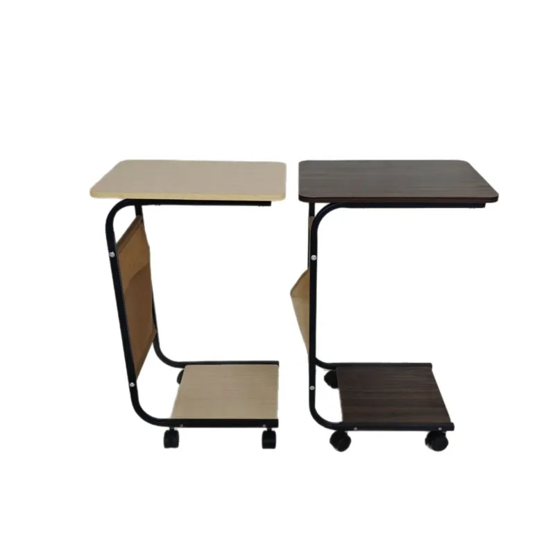 Living Room Sofa Small Square Table With Wheels Portable And Mobile Bedside Shelf C-shaped Bedside