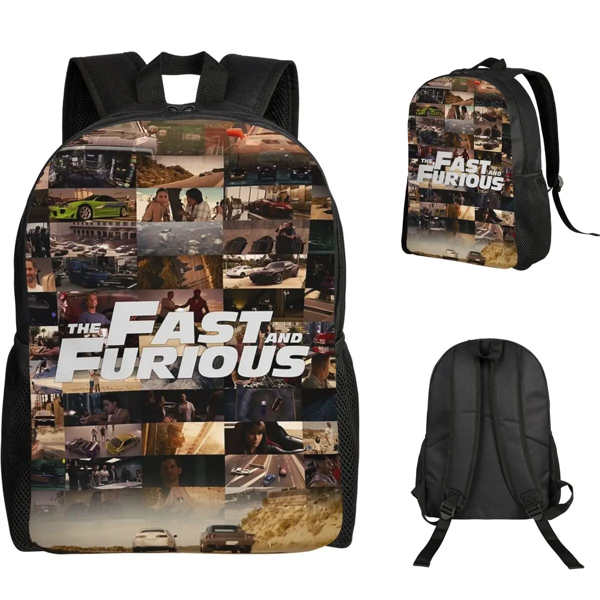 Fast And Furious Legends Tribute Studentenrucksack, Schultasche, Wandern, Reisen, Tagesrucksack für Männer und Frauen, modische Büchertasche, Umhängetaschen
