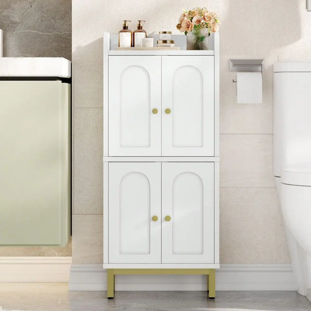 

Bathroom Cabinet, Small Storage Cabinet With 4 Doors, Bathroom Organizers And Storage Cabinets With Adjustable Feet. Cabinets F