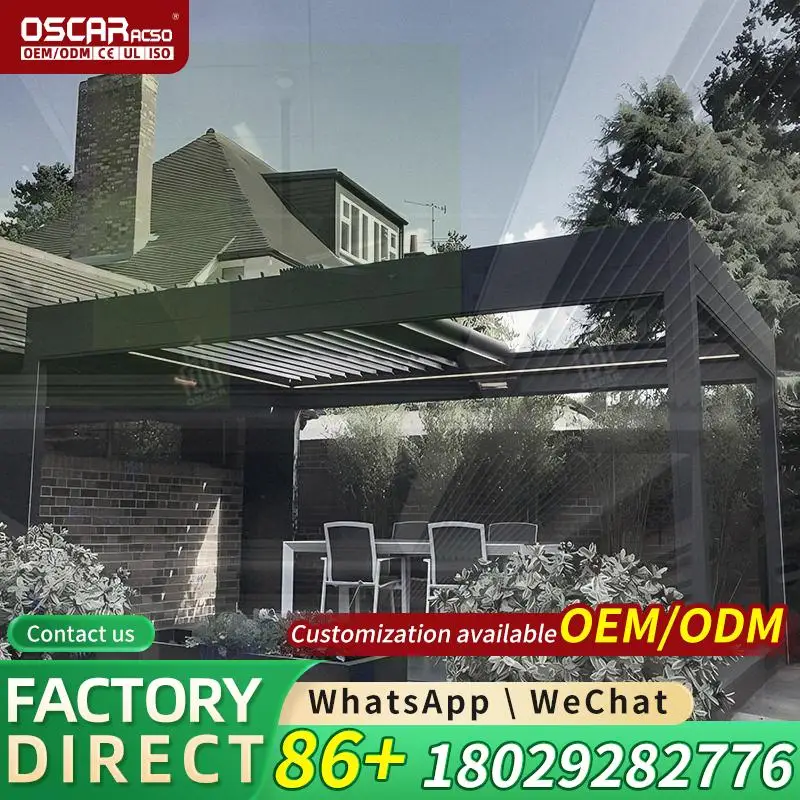 Electric Aluminum Motorized Pavilion for Home Garden Outdoor Bioclimatic Furniture Solution in Residential Buildings pergolas