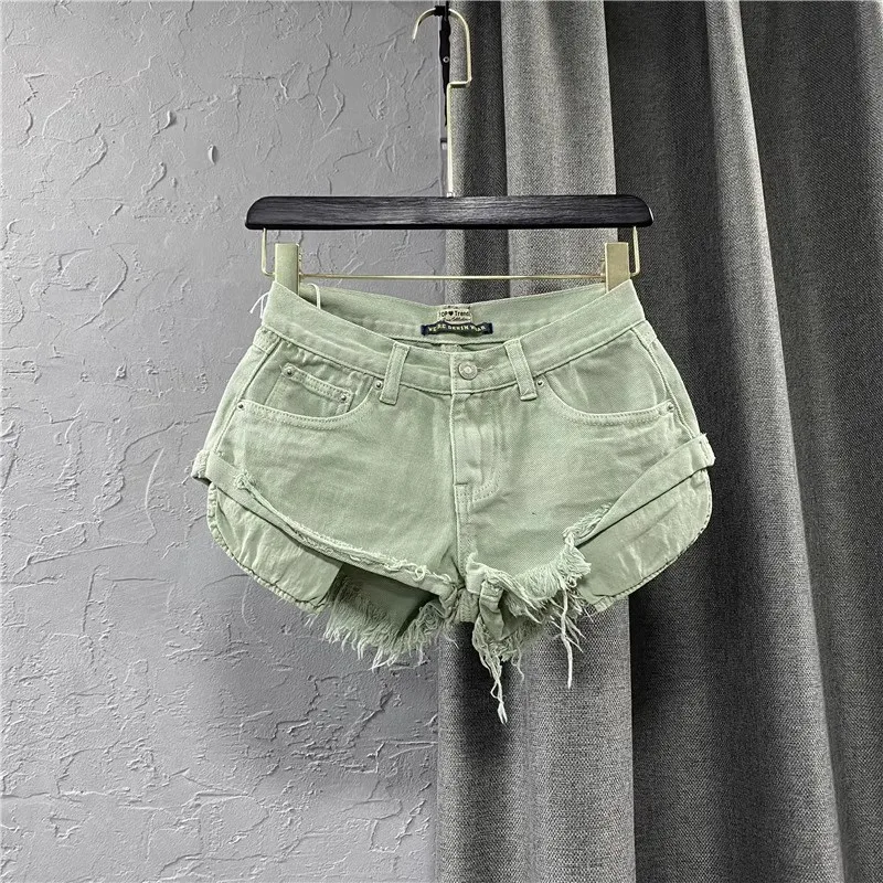 Sexy Women's Denim Shorts Streetwear Spring and Summer 2025 New Fashionable and Versatile Pocket Wide Leg Half Pants for Female