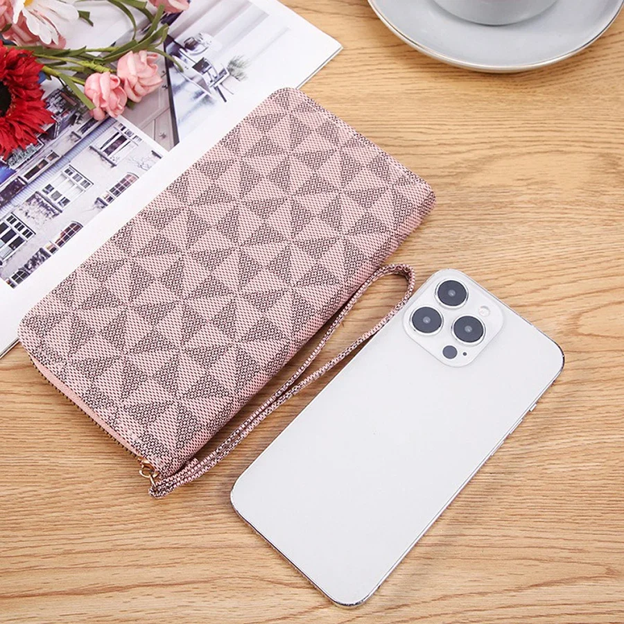 Zipper Clutches Purse Wristlet Wallet Phone Holder Card Holder Lady Gift Fashion Long Wallets for Women