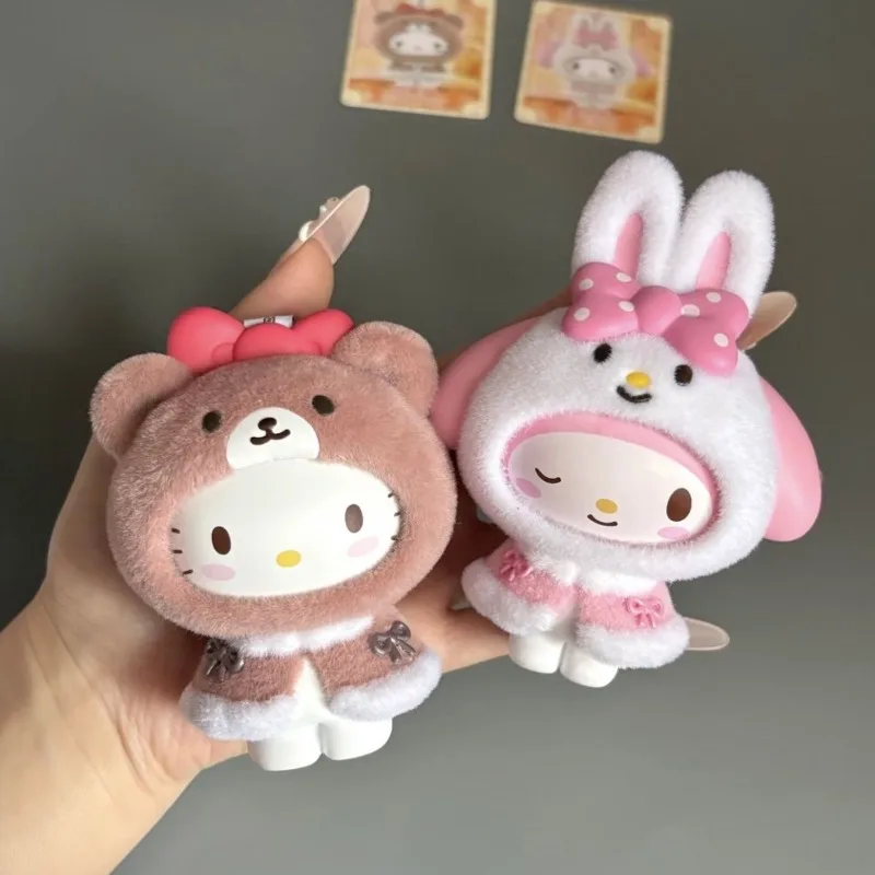 Em estoque sanrio pequena capa série reunindo caixa cega brinquedo na moda kuromi kt reunido chaveiro rosto mudando caixa mistério presente da menina