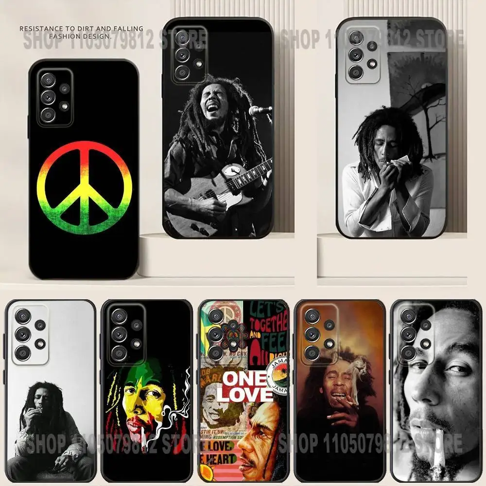 

Bob Marley Weed Smoking Phone Case For Samsung S24,21,22,23,30,Ultra,20,Plus,Note,10,9,Black soft silicone case