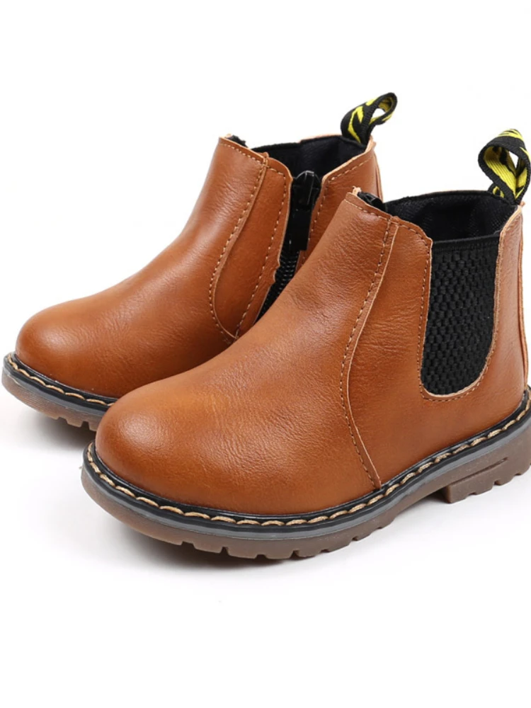 New Brand 2024 Kids Boots Fashion Toddler Baby Soft Flat Short Boots Non-Slip Rubber Sneakers Boys Girls Children Chelsea Boot