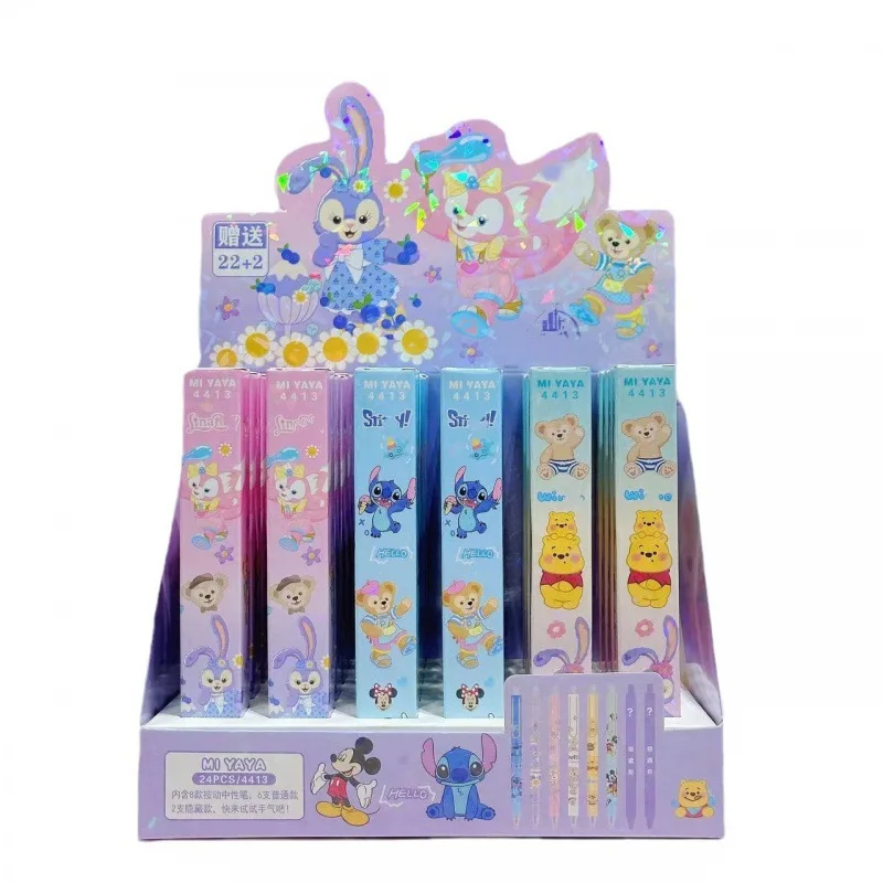 Imagem -03 - Disney-urso Ponto Caneta Gel Kawaii 0.5 mm Black Ink Canetas Neutras Brinde Promocional Escritório Material Escolar 24pc Lot