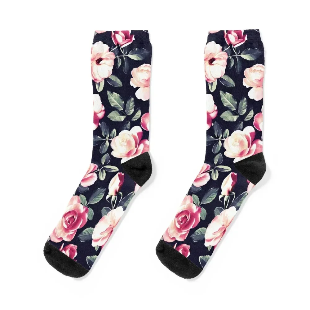 

Moody Vintage Rose Chintz in Peach Pink Socks japanese fashion colored Running men cotton high quality Luxury Woman Socks Men's