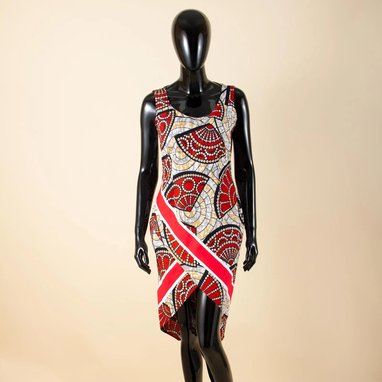 African Dresses for Women AFRIPRIDE Customized Africa Print Sleeveless O-neck Mid-calf Length Women Cotton Dress A1825057