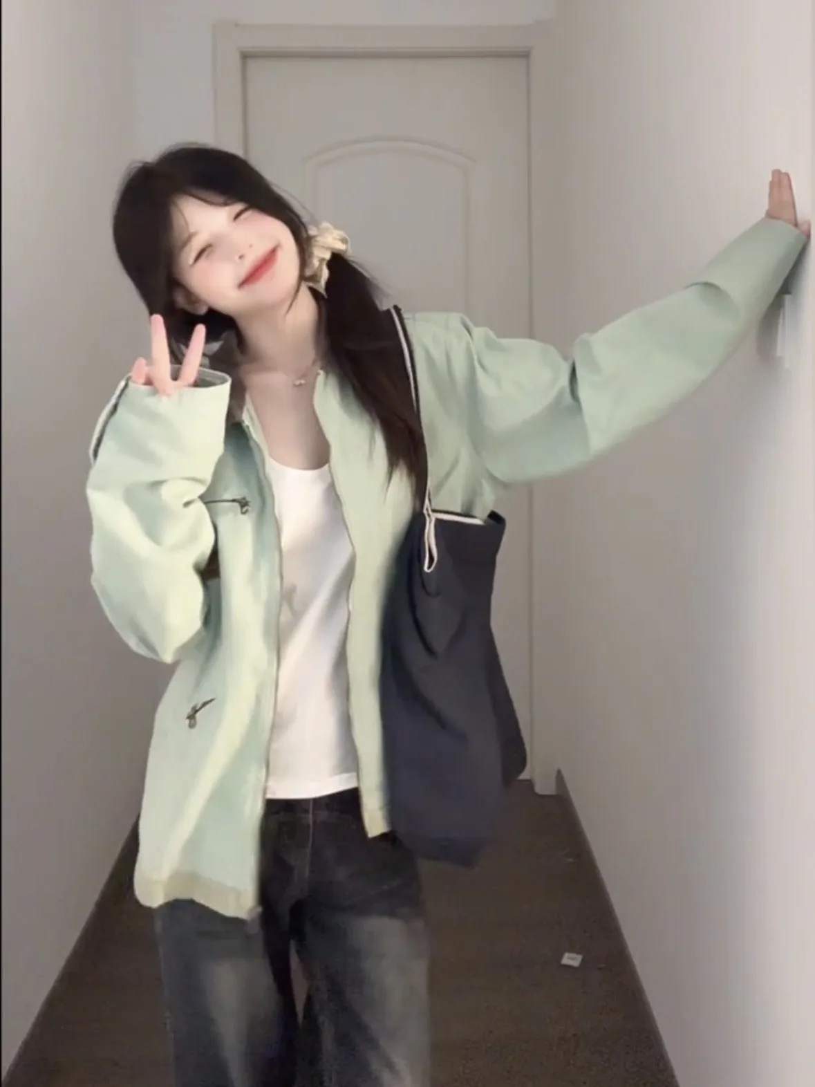 Giacche corte Donna Moda donna Impermeabile antivento Bottone esterno Tasca frontale Capispalla stile donna puro semplice di base